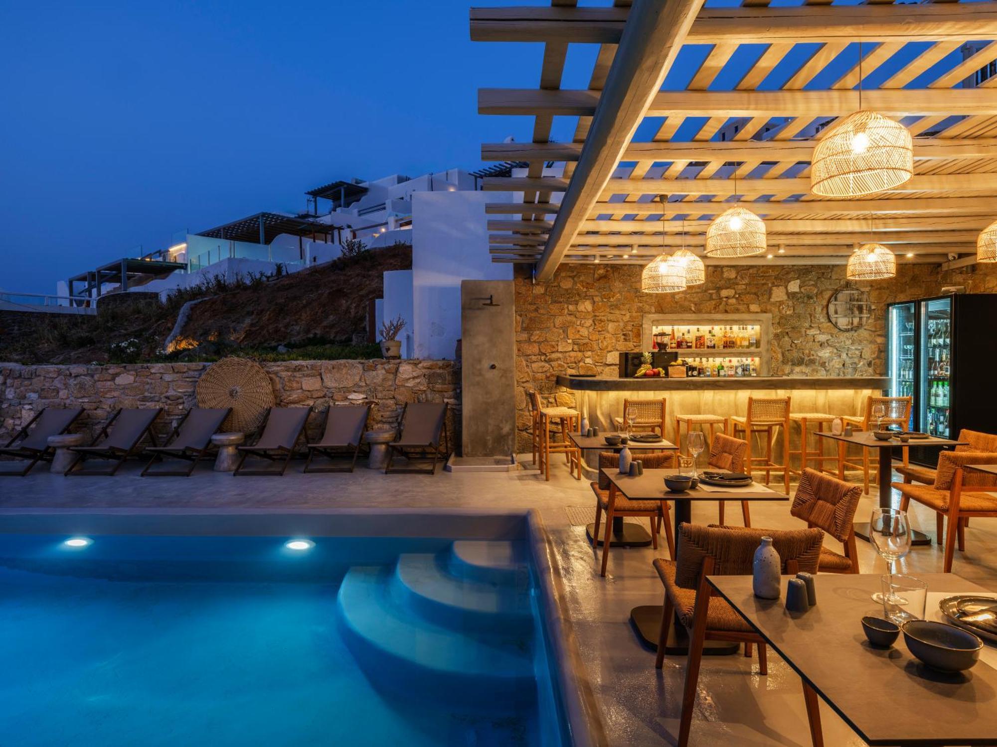 Sea Rock & Sky Private Mykonos Residence Merchia Beach Экстерьер фото