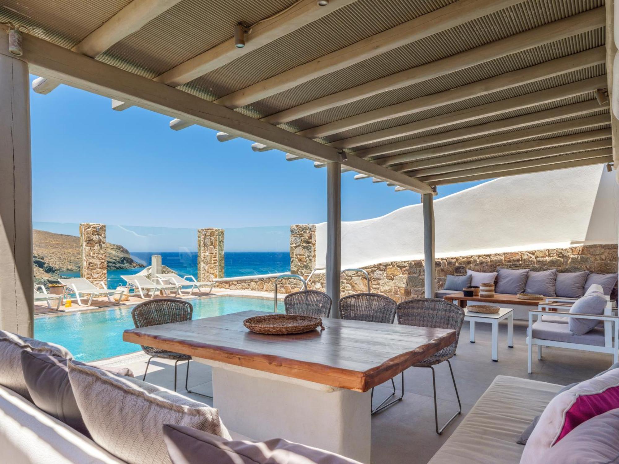 Sea Rock & Sky Private Mykonos Residence Merchia Beach Экстерьер фото